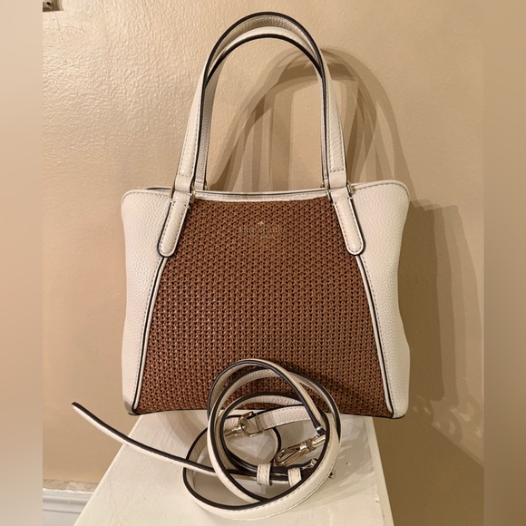 Kate Spade Jackson Straw Medium Triple Compartment Satchel w/ Crossbody EUC - Picture 13 of 15